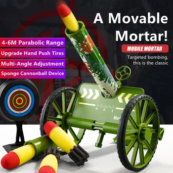 Copiii Mortar Carul Jucărie Asamblare DIY Simulare de Fotografiere Burete Moale Bomba Multi-Unghi de Ajustare Mobil Lansator de Rachete Jucarii