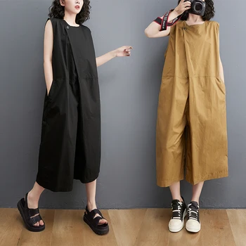 -O bucată fără mâneci Vară Haine Femei Sari Costum Liber Casual Coreea Moda Culoare Solidă Doamnelor Romper Simplu Nou Salopete
