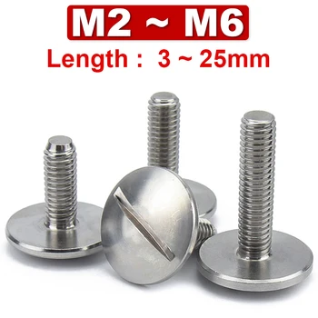 M2 M2.5 M3 M4 M5 M6 304 din Oțel Inoxidabil-Un singur cuvânt Slot Extra Large Cap Plat Crestat Șurub GB947 Șurub cu Cap Rotund Plat Șurub