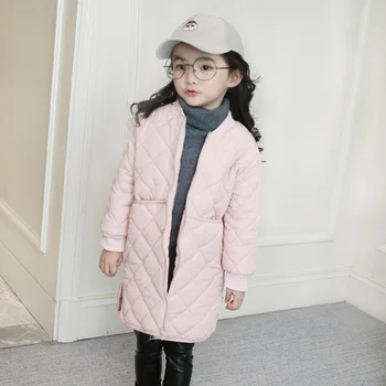 Fete din Bumbac Căptușit Haine Îmbrăcăminte exterioară 2019 Toamna Și Iarna Mid-Lungime de Copii Jacheta Vatuita coreean Copii Haina Palton B296