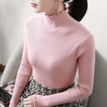 Femei Elegante, Pulovere De Iarnă 2022 Moda Cu Maneci Lungi Casaul Tricotate Femei Topuri Sexy Korean Haine Slim Alb Roz Pulovere