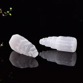 Runyangshi 1 bucata Alb Natural Selenit titularul Lampă de Cristal de Munte ornamente de Gips, Cuarț Dur Minerale Piatră de Vindecare