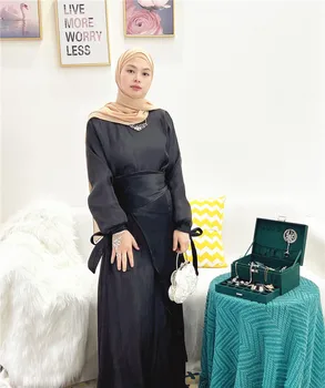 Solid de Culoare Deschisă Abaya Kimono Musulmane Hijab Rochie de Vară Strălucitor, Mătăsos Abayas pentru Femei Dubai Turcia Islam Îmbrăcăminte Caftan Marocan
