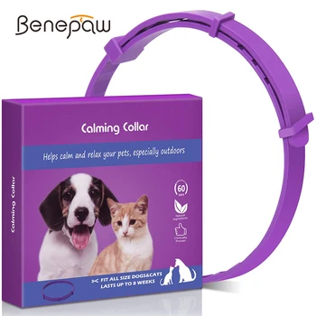 Benepaw Eficientă În Condiții De Siguranță Calmant Guler Pentru Câini Pisici Reglabil Anxietate Feromoni Reducerea Guler Pentru Animale De Companie Durată Naturale Calm