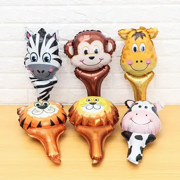 Provizii Pentru Petrecere Copil De Dus Balon De Folie Safari Junglă Cap De Animal Tigru, Leu, Maimuță, Girafa Vacă Copii Jucarii Gonflabile 0
