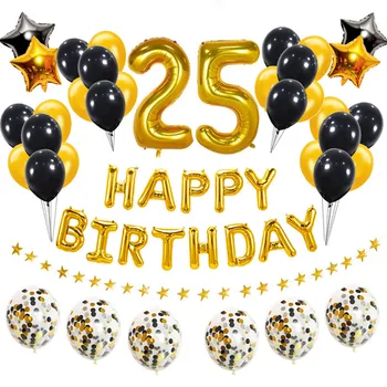 38pcs Numărul 25 Folie 25 Baloane Latex Happy Birthday Party Decor Adult de 25 de Ani 52 52th Ziua Bărbat Femeie Consumabile 0