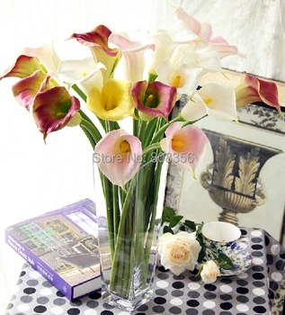 6pcs/lot cele Mai Populare 65cm Mult Flori Artificiale-un contact Real cu aspect Natural PU Flori de Crin Callas pentru decor nunta