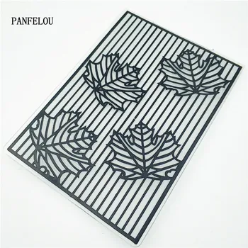 PANFELOU Linie este frunza de arțar Relief dosare de Plastic Pentru Scrapbooking DIY Model Tort Fondant Album Foto Carte de a Face