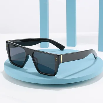 DECI&EI Retro Pătrat ochelari de Soare pentru Femei de Moda Decorare Unghii Ceai Gradient de Ochelari de Trend Oameni de Metal Nuante UV400 Ochelari de Soare