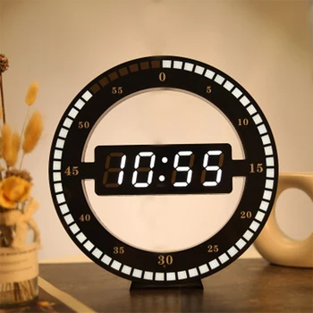3D LED Digital Ceas de Perete Electronic Noapte Strălucire Rotund ceasuri de Perete Negru Ajusta în mod Automat Luminozitatea LED-uri Desktop Ceas de Masa
