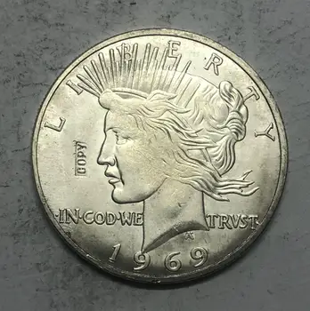 1969 Pace Dolar de argint placat cu Copia