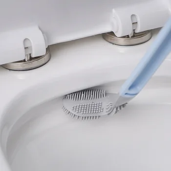 Silicon Perie Wc Pentru Baie Mâner Lung Toaletă Perie de Curățare Flexibil Nici Mort Colțuri de Perete TPR Perie de Cap