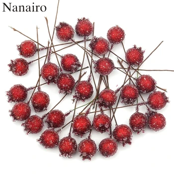 10buc Pahar Mic de Simulare de rodie, fructe de Padure fructe Artificiale Flori Roșii de Crăciun Cherry Stamen Decor de Nunta