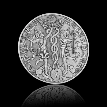 12 Constelația Gemeni Zodiac Seria 1OZ Finisaj Antic Placat cu Argint Coin W/ Capsulă Acrilice