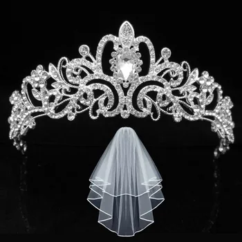 6 Modele de Cristal Mireasa Tiara Coroana si Voal cu Pieptene Femei Bal Ornamente de Păr de Nunta Capul Accesorii Bijuterii