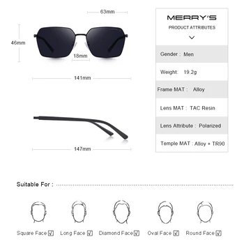 MERRYS DESIGN Bărbați Classic HD Polarizat ochelari de Soare Brand de Lux ochelari de Soare Pentru Condus TR90 Picioarele Protecție UV400 S8213