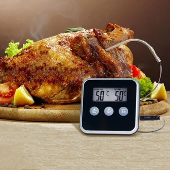 Digital Termometru Electronic Timer de Gătit GRĂTAR Termometru de Bucatarie Temperatura Instrument de Mâncare de Carne de Temperatură Indicator Contor Sonda 0