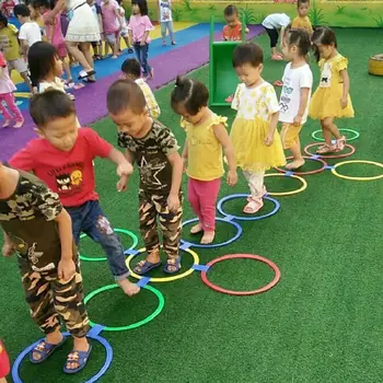 Copii Jocuri Sotron Sari Inele Set Copii Senzoriale Joaca de Interior de Exterior cu 10 Cercuri și 10 Conectori de Formare Jucărie Sport 4