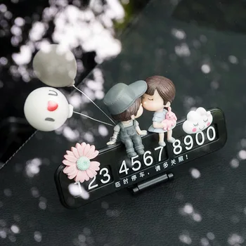 Masina de Parcare Temporare Numărul de Înmatriculare Decor Drăguț Desene animate Cupluri Cifrele de Acțiune Ornamente Auto Accesorii de Interior pentru Femei