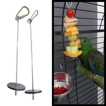 Animale De Companie Papagali Pasari Alimentare Suport Din Oțel Inoxidabil Fructe Suliță Stick De Fructe Și Legume De Băț Alimentator De Căutare A Hranei Jucarii 2