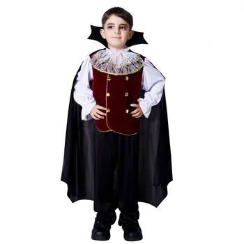 Halloween Copii Copil Înfricoșător Gotic Băieți Vampir Dracula Costume Carnaval De Purim Rol Joaca Oribil Partid Rochie De Până
