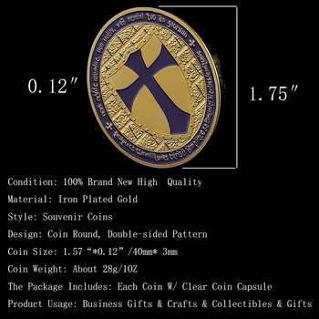 Violet Vechi Western Cavaler Templier Masonice Euro Paladin Cruciat Clasice Aur-Moneda De Colecție Insigna Cadouri