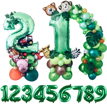 32 Inch Verde Digital Baloane Folie Jungle Party Animal Cutii De Aniversare Pentru Copii Safari Pădure Partidul Decor Consumabile