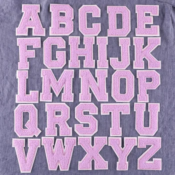 8cm Violet Chenille Scrisoare de Patch-uri de Fier Pentru Îmbrăcăminte Prosop Brodate Simțit Alfabet de Căldură Adeziv DIY Accesorii ABC DEFG 4