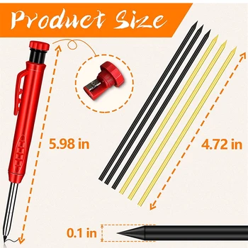 Solid Tâmplar Creion Set cu 7 Refill Duce, Built-in Ascuțitoare, Groapă Adâncă Creion Mecanic Marker Instrument de Marcare