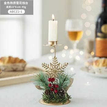 De Crăciun, Aur, Fier De Suport Lumanare Fulg De Nea Sfeșnic Decoratiuni De Craciun Pentru Casa 2022 Crăciun Ornamente Pentru Masă De Anul Nou 2023 0