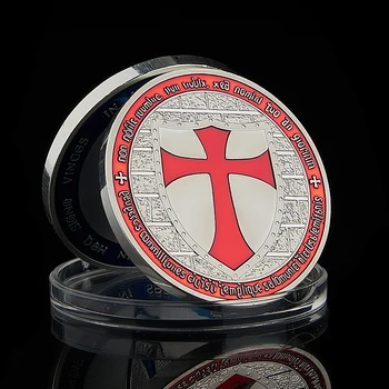 Masonice Schimb Roșu Cavalerii Templieri Cruciați Comemorative Masonice Francmason Monede De Argint