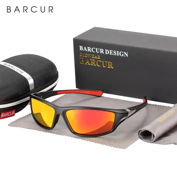 BARCUR Sport TR90 Material ochelari de Soare Cadru Polarizate Bărbați Dreptunghi Ultralight Ochi Sport Ciclism Ochelari de Protecție UV400 0
