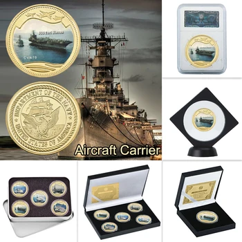 WR Marinei Militare Aeronave de Transport Placat cu Aur, Monede de Colecție cu Caseta de Monedă NOI Monede Comemorative Cadou Original Dropshipping 0