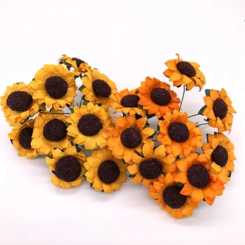 10buc Artificiale de Floarea-soarelui Flori Pentru Cutie de Cadou DIY Decor Flori de Hârtie Scrapbooking Craft Mini Daisy Moda Decor Acasă