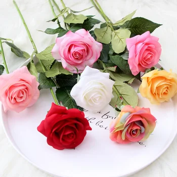 10 buc mulțime trandafir rosu floare artificială real atinge latex flori faux silicon fals a crescut buchet de decor pentru casa petrecerea de nunta