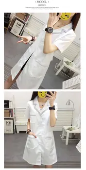 Coreeană Halat Alb Asistenta Medicului Uniformă Primavara-Vara Maneca Lunga Cu Maneci Scurte Salon De Frumusețe Haine De Lucru 0