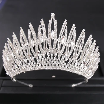 De lux Cristal de Culoare de Aur Mare Tiara Coroana Reginei Femei concurs de Frumusete Bal de Coroane, Coronite de Mireasa de Mireasa de Păr Bijuterii Accesorii