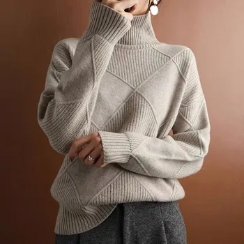 2022 Toamna și Iarna Noi Gros Pulover de Cașmir Femei de Înaltă Gât pulover Pulover Cald Liber Bază Tricotate Pulover Jacheta Topuri