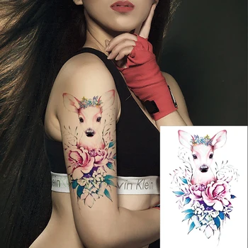 Impermeabil Tatuaj Temporar autocolant desene animate roz cerb ghirlanda coroana de flori big flash tatuaj fals tatuaj pentru Fete Bărbați Femei copil
