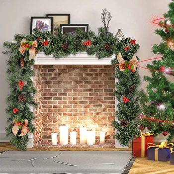 Decor de crăciun Rattan cu Lumini de 1,8 M Artificiale de Flori de Arbore de Ornament în aer liber Ghirlanda Ușa Scări Coroană de flori Pandantiv de Aprovizionare Partid