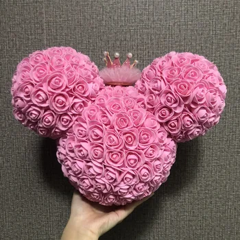Cadou creativ Artificiale a Crescut Urs Floarea Cap de Mickey pentru Decor de Crăciun Ziua Îndrăgostiților cel Mai bun Cadou pentru Iubita și Copiii