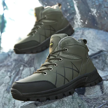 Iarna în aer liber Bărbați Drumeții Pantofi de Moda de Pluș Cald Botas De Hombre Confort Anti-alunecare Pantofi Trekking Hard-purtarea de Mari Dimensiuni 48