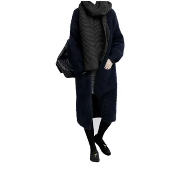 Autentic nurca cașmir pulover femei pure cashmere cardigan tricotate nurca jacketn de iarnă haină de blană lungă transport gratuit M1035