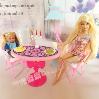 Fierbinte de Vânzare Casă de Păpuși în Miniatură Mobilier de luat Masa, Seturi de Masă Pentru papusa Barbie Grațios, Elegant, Retro Fata Copil Copil Jucării 0