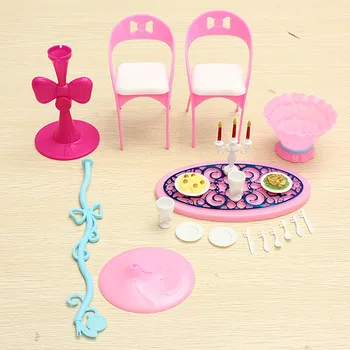 Fierbinte de Vânzare Casă de Păpuși în Miniatură Mobilier de luat Masa, Seturi de Masă Pentru papusa Barbie Grațios, Elegant, Retro Fata Copil Copil Jucării 3