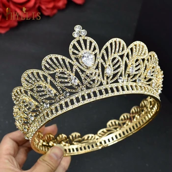 A298 Nunta de Lux Diademe și Coroane Rotunde de Cristal Princess Crown Stras Petrecere Regina Balului Diademă de Mireasă Headpieces
