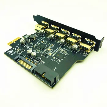 Super Viteza PCI-E USB 3.0 19 Pini 5 Port PCI Express Card de Expansiune Adaptor SATA 15Pin Conector cu CD cu drivere pentru PC-ul Desktop