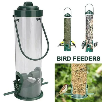 Plastic Agățat de Păsări Sălbatice Alimentator Semințe Siloz Durabil Recipient Cuier Grădină în aer liber Hrănire Păsări de Companie Consumabile 29 x 14cm 0