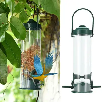 Plastic Agățat de Păsări Sălbatice Alimentator Semințe Siloz Durabil Recipient Cuier Grădină în aer liber Hrănire Păsări de Companie Consumabile 29 x 14cm 5