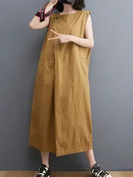 -O bucată fără mâneci Vară Haine Femei Sari Costum Liber Casual Coreea Moda Culoare Solidă Doamnelor Romper Simplu Nou Salopete 2